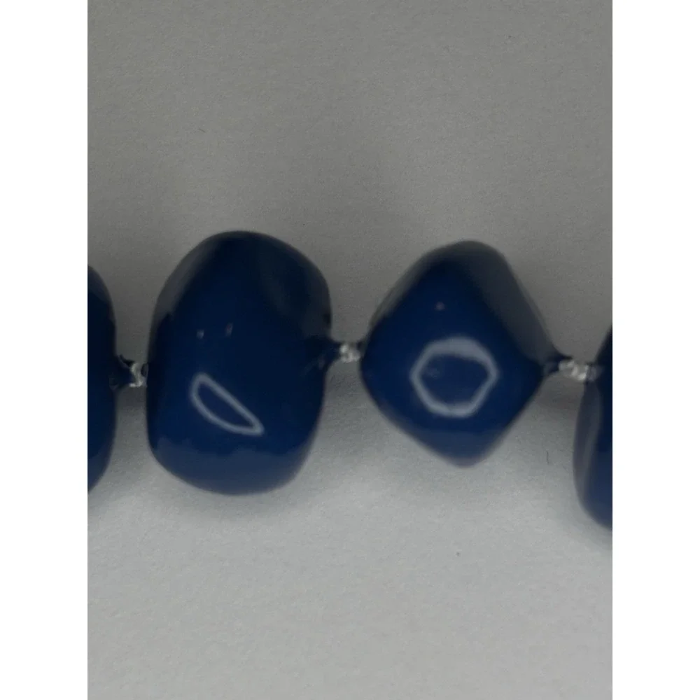 Vintage Cobalt Blue Necklace Acrylic Nugget Bead 24